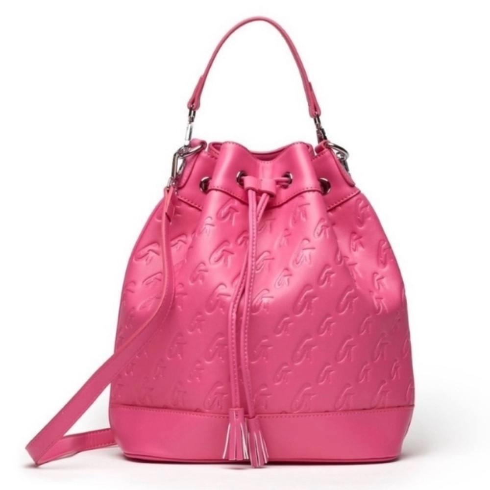 GLAMAHOLIC MONOGRAM MINI BUCKET BAG HOT PINK